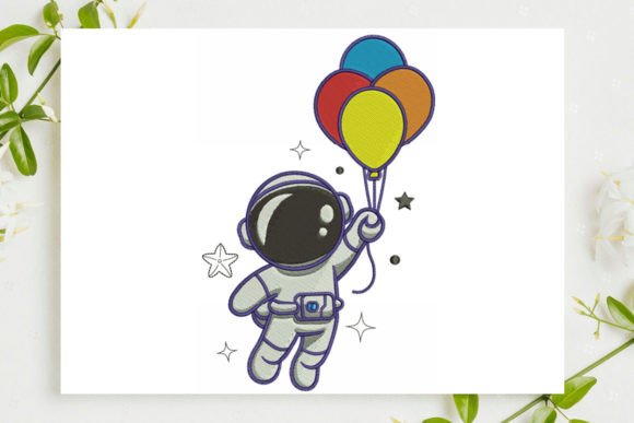 Astronaut Floating with Balloons