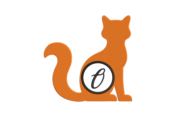 Cat Letter O Embroidery Design