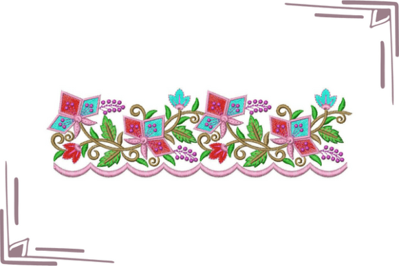 Colorful Flower Leaf Border