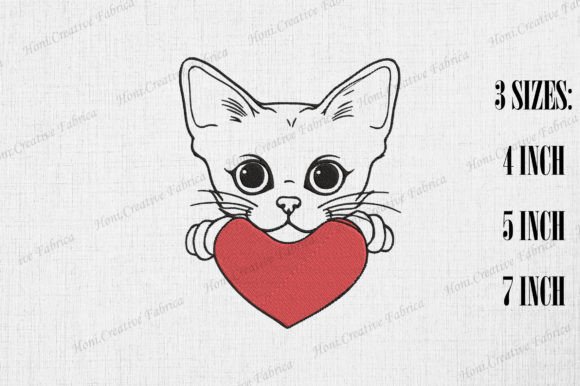 Cute Abyssinian Cat with Heart Valentine Embroidery Review
