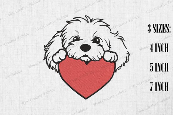 Cute Havanese Dog Peeking from Heart Review for Apparel Projects