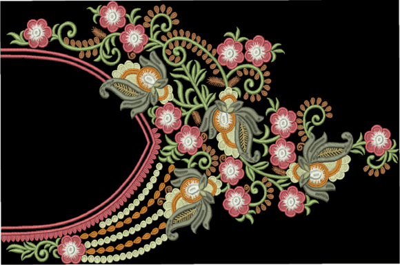 Floral Collar Embroidery Design