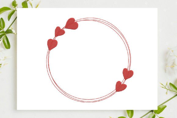 Heart Red Circle Embroidery Design