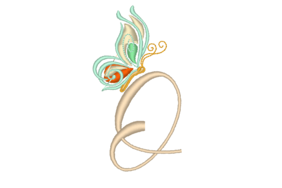 Letter O with Butterfly Embroidery Design