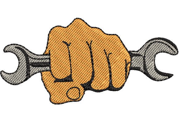 Mechanic's Fist Clenched a Wrench