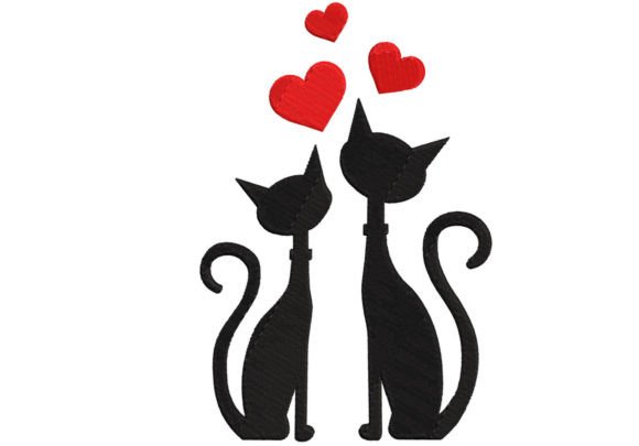 Purr-featly Stitched Love Couple Cats