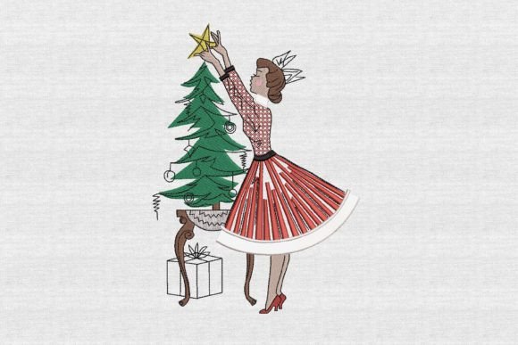 Retro Lady with Christmas Tree Star Review