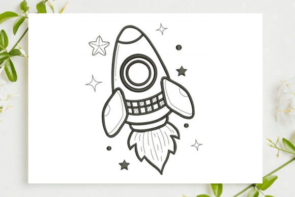Rocket Taking off Embroidery Design